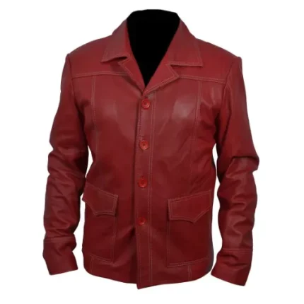 Brad Pitt Tyler Durden Fight Club Rote Echtlederjacke