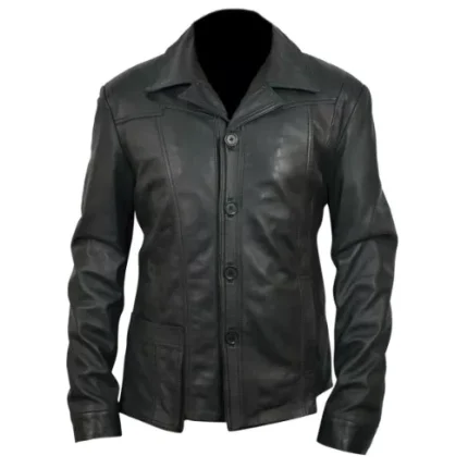 Neu Brad Pitt Killing Them Softly Echtlederjacke Schwarz Schafsleder